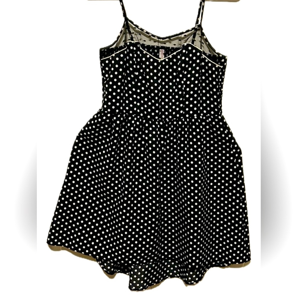 Xhilaration Black and White Polka Dot High Low Dress
